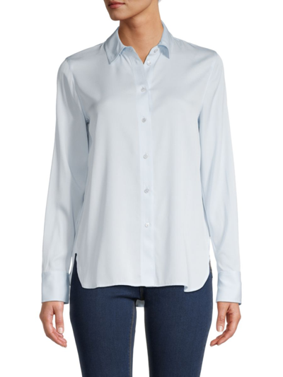VINCE HIGH/LOW STRETCH SILK SHIRT 190820790769