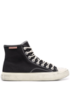 Acne Studios Ballow Tumbled Distressed Canvas Hi-top Sneakers In Schwarz