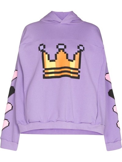 Natasha Zinko Queen Pixelated-print Hoodie In Purple
