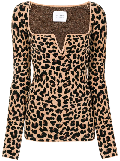 Galvan Freya Leopard-print Top In Brown