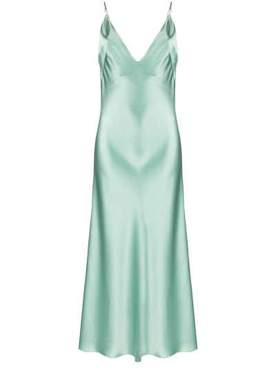 Galvan Daphne Pearl Embellished Slip Dress In Seagreen