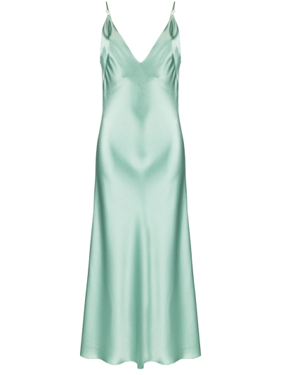 sage green silk mini dress Enya Satin Slip Dress