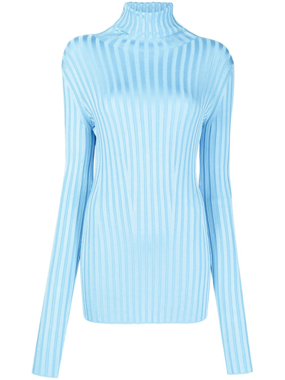 Galvan Rib-knit Roll-neck Jumper In Blue