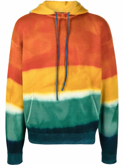 Alanui Multicolor Virgin Wool Paradise Island Sweatshirt In Orange