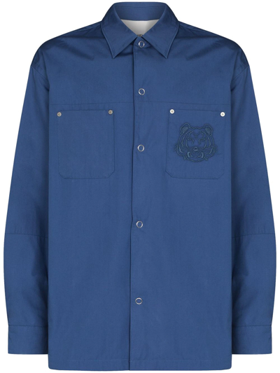 Kenzo Tiger Crest Long-sleeve Shirt In Blau