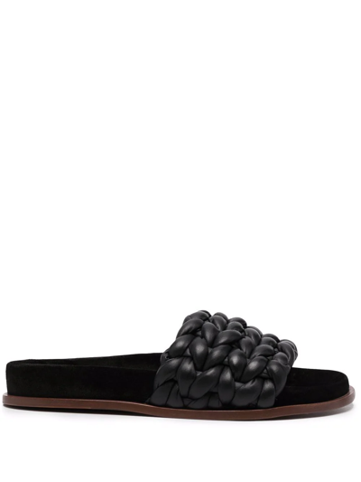 Chloé Kacey Womens Leather Braided Slide Sandals In Black