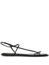 Studio Amelia Filament Squared Flat Flip Flops In Black
