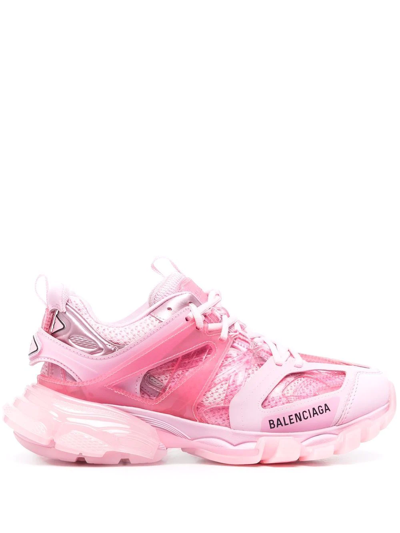 Balenciaga Track Logo-detailed Mesh And Rubber Sneakers In Pink