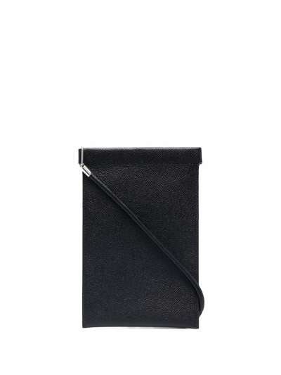 Maison Margiela Four-stitch Leather Phone Holder In Black