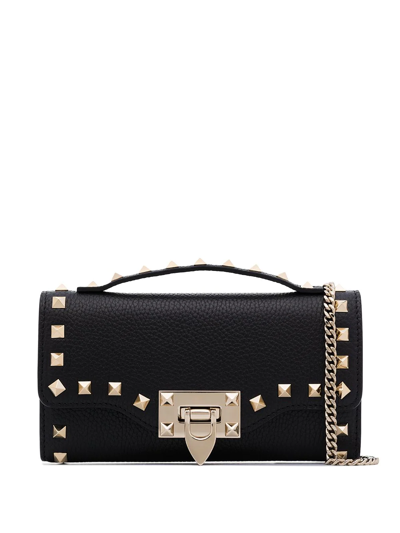 Valentino Garavani Rockstud Leather Crossbody Bag In Black