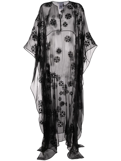 Gabriela Hearst Sheer Embroidered Silk Dress In Black