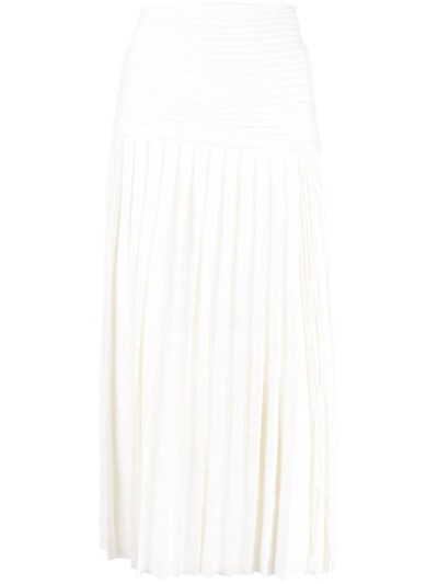 Gabriela Hearst Mitchell Pleated Layered Merino Wool And Cashmere-blend Maxi Skirt In Ivory