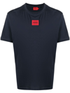 Hugo Logo-print Short-sleeved T-shirt In Dark Blue