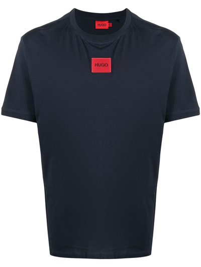 Hugo Logo-print Short-sleeved T-shirt In Dark Blue