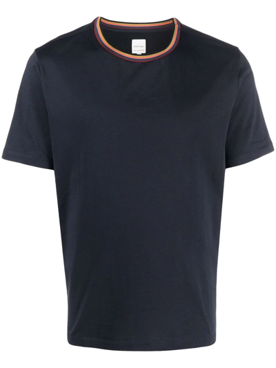 Paul Smith Stripe-trim Organic Cotton T-shirt In Black