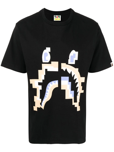 A Bathing Ape Digital Shark T恤 In Black