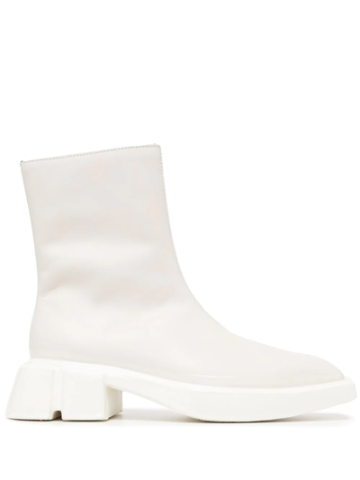 Both Gang Leather Ankle Boots In White