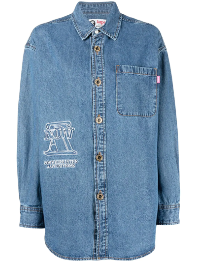 Aape By A Bathing Ape Embroidered-logo Oversized Shirt In Blau