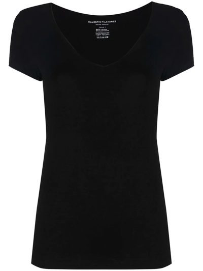 Majestic V-neck T-shirt In Black  
