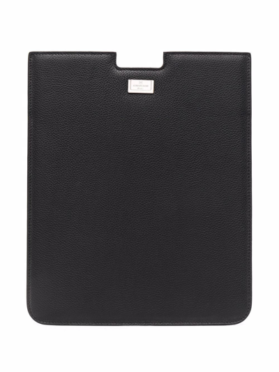 Corneliani Leather Laptop Sleeve In Schwarz