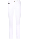 Versace Jeans Couture Logo-embroidered Skinny Trousers In Weiss