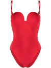 Magda Butrym Red Retro Bustier One-piece Swimsuit In Rot