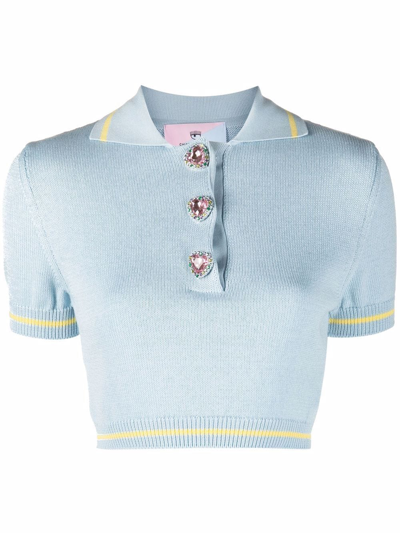 Chiara Ferragni Logo-stripe T-shirt In Blau