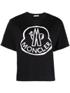 Moncler Logo-embroidered T-shirt In Schwarz
