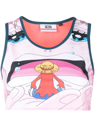 Gcds Pink One Piece Edition Shirahoshi Cropped Tank Top