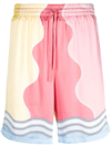 Casablanca Soleil Levant Silk Shorts In Gelb