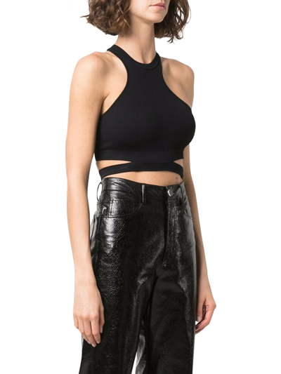 Adamo Ribbed Knit Cropped Top In Black