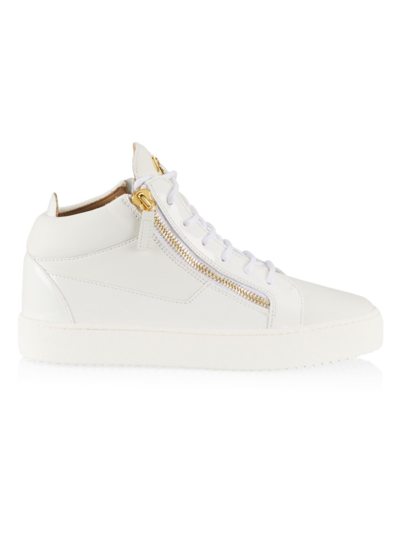 Giuseppe Zanotti Men's Birel Mid-top Leather Sneakers In Bianco