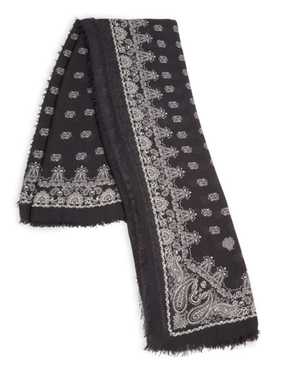 Saint Laurent Paisley Cashmere-blend Bandana Scarf In Black