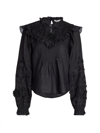 Veronica Beard Espalier Embroidered Blouse In Black