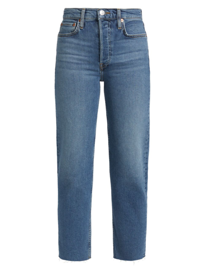 Re/done Women's 70s Stove Pipe High-rise Straight Crop Jeans In Mid 70s