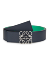 Loewe Reversible Anagram Belt In Deep Navy Apple Green