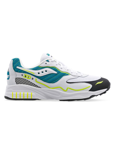 Saucony 3d Grid Hurricane Sneakers In White Green