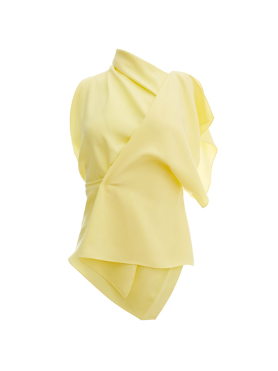 A.w.a.k.e. Asymmetric Gathered Jersey Top In Yellow