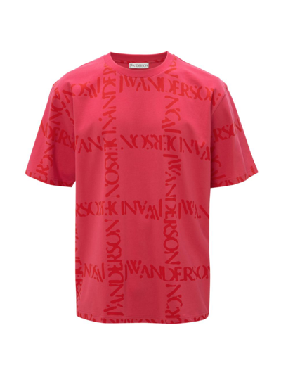Jw Anderson Logo-print Cotton-jersey T-shirt In Fuchsia