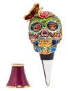 Jay Strongwater Calavera 2-piece Skull 14k Yellow Goldplated Stainless Steel & Swarovski Crystal Winestopper & Stand