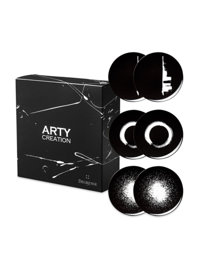 Degrenne Paris Arty Creation 6-piece Small Plate Gift Box Set In Black