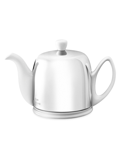 Degrenne Paris Salam Porcelain & Stainless Steel Teapot In White