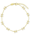 Macy's Cubic Zirconia X Chain Bracelet In Sterling Silver Or 14k Gold-plated Sterling Silver In Yellow