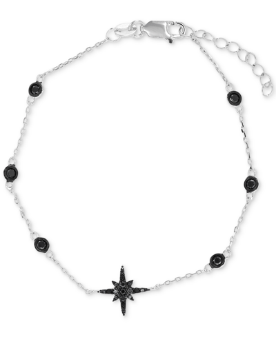 Macy's Black Spinel Star Chain Bracelet (5/8 Ct. T.w.) In Sterling Silver