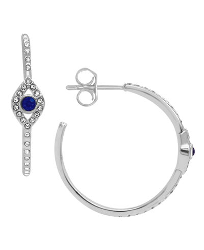 And Now This Crystal Evil Eye C Hoop Post Earrings In Silver-tone