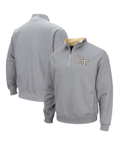 Colosseum Men's  Heathered Gray Ga Tech Yellow Jackets Tortugas Team Logo Quarter-zip Jacket