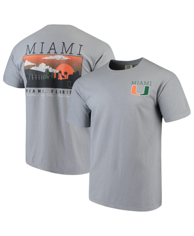Image One Men's Gray Miami Hurricanes Comfort Colors Campus Scenery T-shirt
