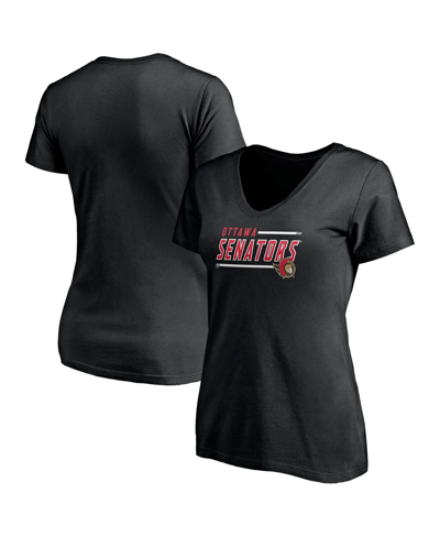 Fanatics Women's  Black Ottawa Senators Plus Size Mascot In Bounds V-neck T-shirt
