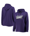 FANATICS WOMEN'S FANATICS BRANDED PURPLE BALTIMORE RAVENS PLUS SIZE FIRST CONTACT RAGLAN PULLOVER HOODIE