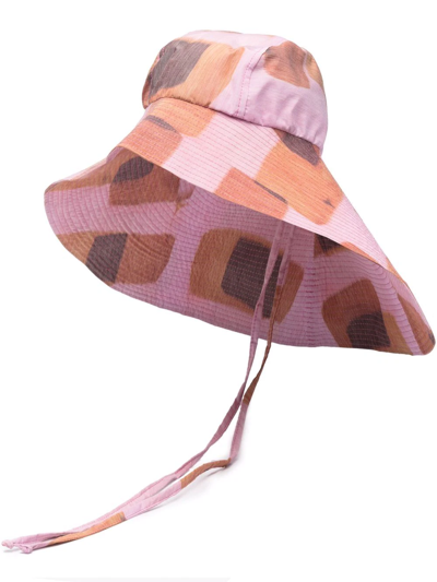 Henrik Vibskov Flux 几何图案印花遮阳帽 In Pink
